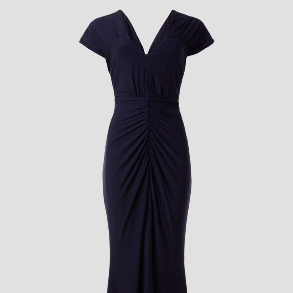 Badgley Mischka Jewel navy formal floor length evening gown dress